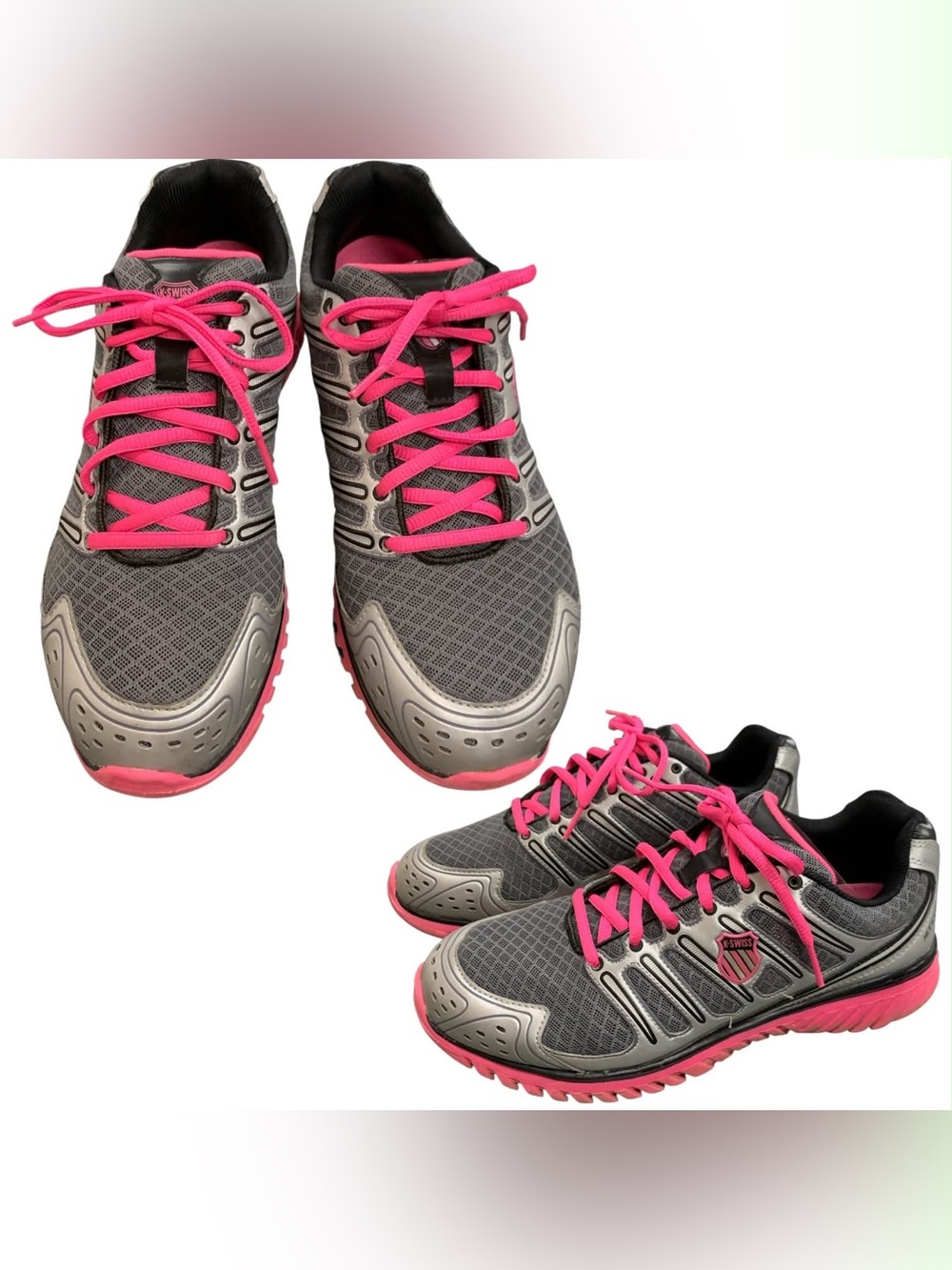 K-Swiss Gray and Pink Athletic Sneakers S8.5
